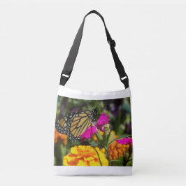 Bolsa Ajustável Borboleta Monarca na Flor Marigold Rosa