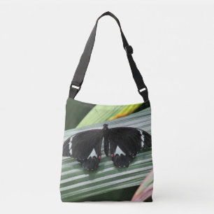 Bolsa Ajustável Borboleta Tropical Preta e Branca - Saco