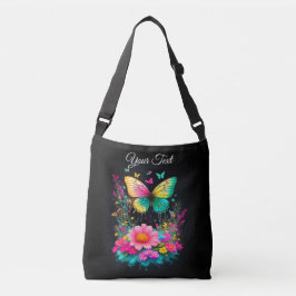 Bolsa Ajustável borboleta verde-amarelada-rosa-giro floral