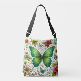 Bolsa Ajustável Borboleta Verde cercada por flor
