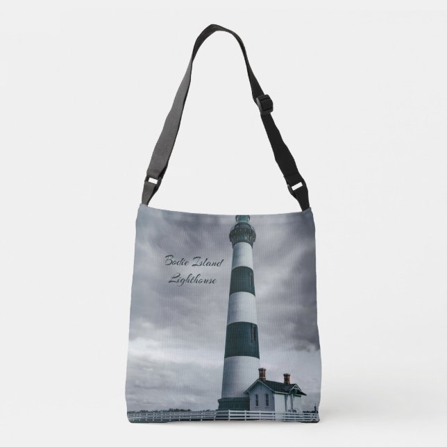 Bolsa Ajustável Bordie Island Lighthouse preto e branco (Verso)