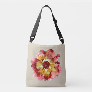 Bolsa Ajustável Borgonha e Camellia Dourada