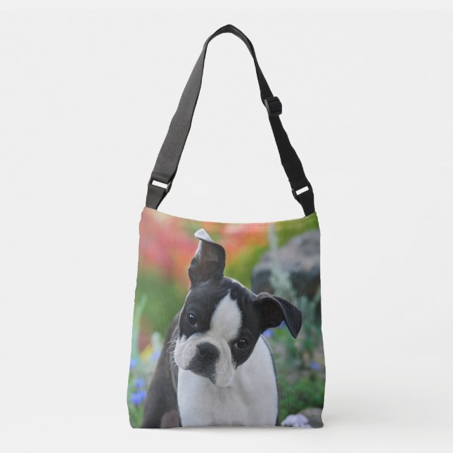 Bolsa Ajustável Boston Terrier Dog Cute Puppy Foto em Crossbody (Frente)