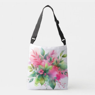 Bolsa Ajustável Botânico Floral Aquarela Rosa Verde