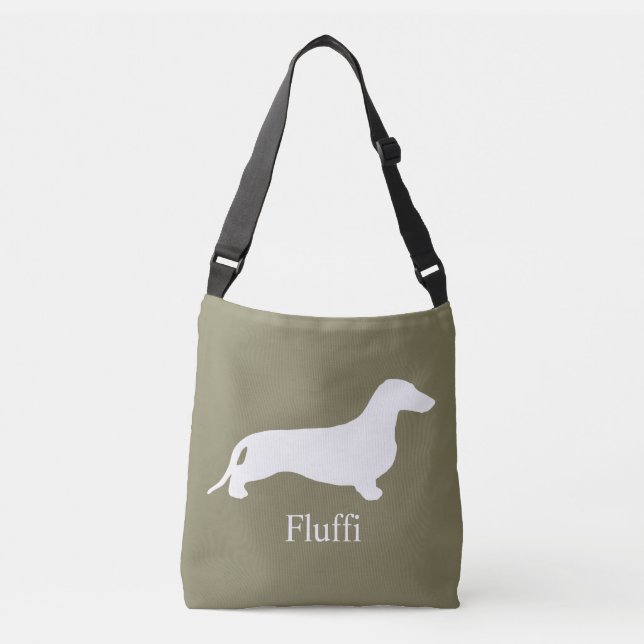 Bolsa Ajustável Branco da silhueta do Dachshund + suas ideias (Frente)