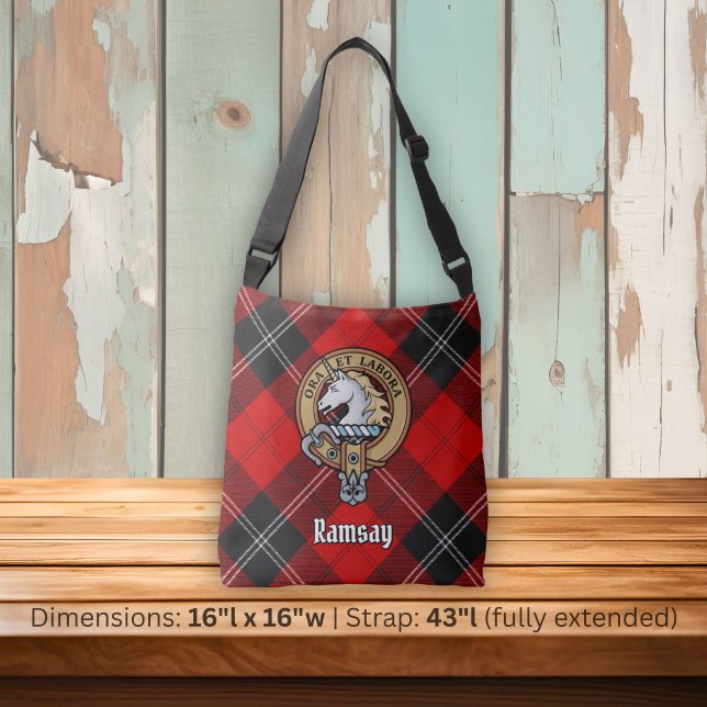 Bolsa Ajustável Brasão do Clã Ramsay sobre Tartan Vermelho (Criador carregado)