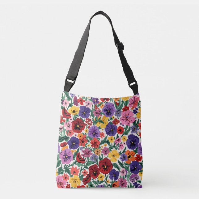 Bolsa Ajustável Bright Spring Pansies Floral Garden Pattern (Frente)