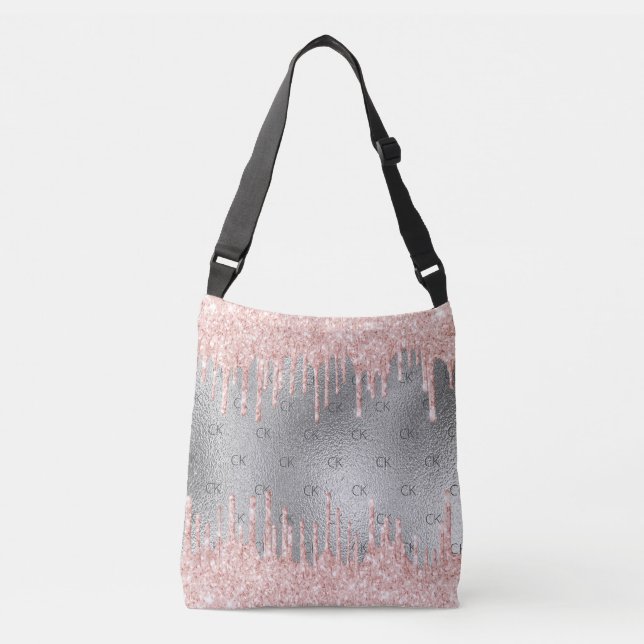 Bolsa Ajustável Brilho cintilante de glitter com iniciais monogram (Frente)