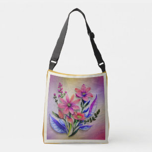 Bolsa Ajustável Buquê de Flores Aquarela, Fundo Colorido