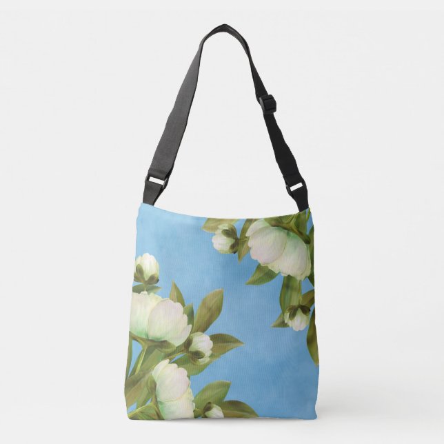 Bolsa Ajustável Buquê Floral de Peões Brancos Clássicos (Frente)