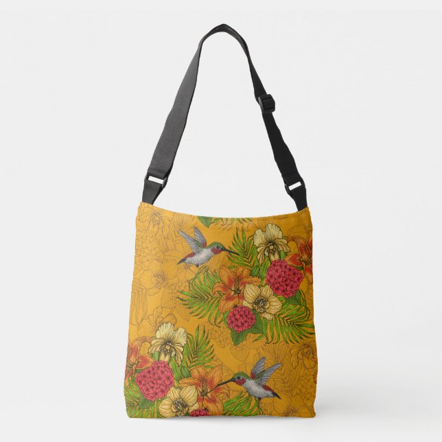 Bolsa Ajustável Buquês tropicais e beija-flores 2 (Frente)