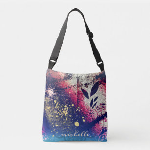 Bolsa Ajustável Burgundy Gold Botânico Brilho Abstrato Assinatura