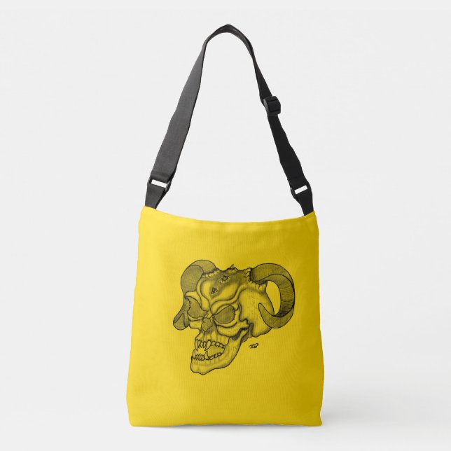 Bolsa Ajustável Cabeça do Demônio Negro e Design Amarelo (Frente)