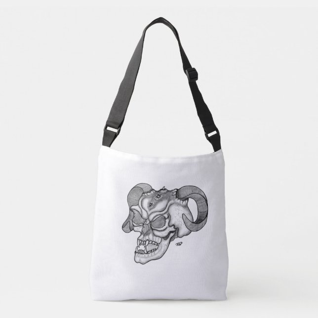 Bolsa Ajustável Cabeça do Demônio Negro e Design Branco (Frente)