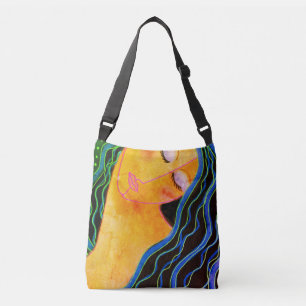 Bolsa Ajustável Cabelo Preto Brilhante Arte Abstrata