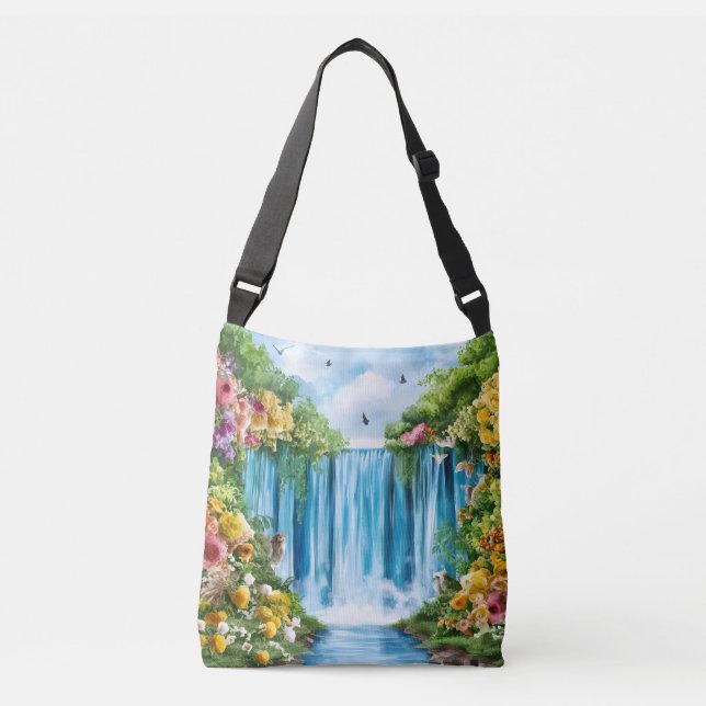Bolsa Ajustável Cachoeira pintada à aquarela (Frente)