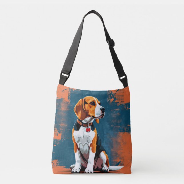 Bolsa Ajustável Cachorro Beagle em Fundo Abstrato (Frente)