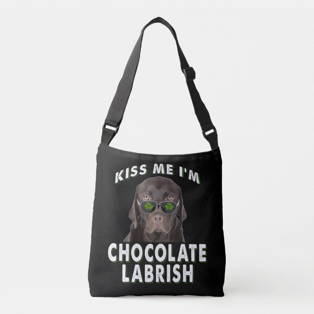 Bolsa Ajustável Cachorro | Beije-me Sou Chocolate Labrish (Frente)