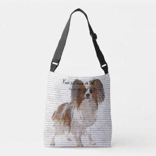 Bolsa Ajustável Cachorro de Papillon Bonito - Fundo do Bloco de ti