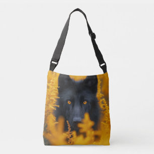 Bolsa Ajustável Cachorro Negro com Olhos Ouro Incríveis