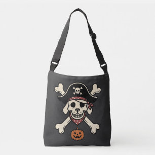 Bolsa Ajustável Cachorro Pirata Vintage Halloween Crânio Ossos Cru