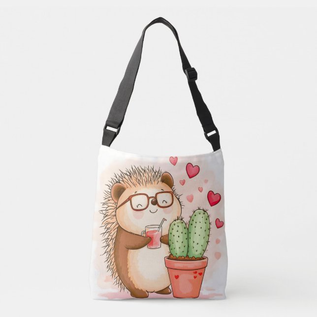 Bolsa Ajustável Cactoouriço Aquarela Alegre (Frente)
