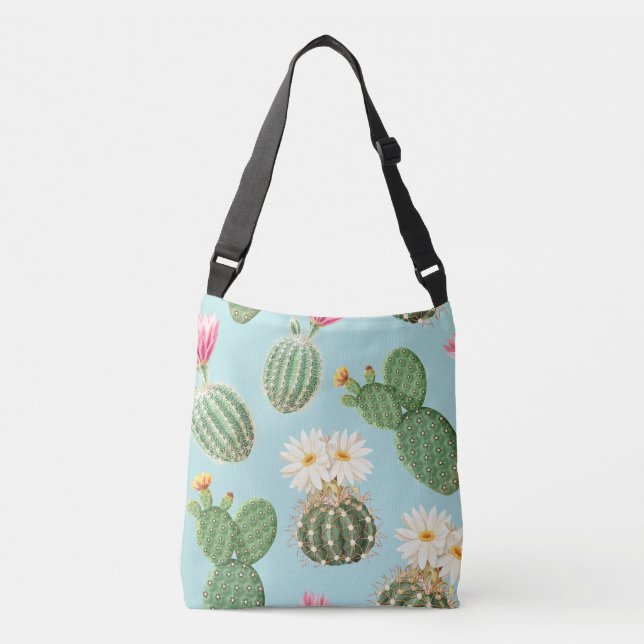 Bolsa Ajustável Cactus, flores cor-de-rosa: decor leve (Frente)