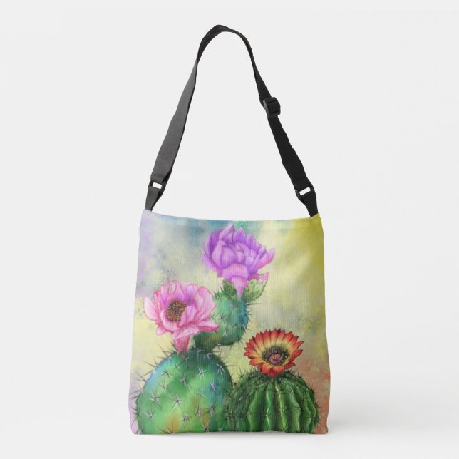Bolsa Ajustável Cactus Flowers Crossbody Bag Lindos Cactos (Verso)
