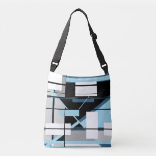 Bolsa Ajustável Caixas brancas em azul, Cinza, Design geométrico p