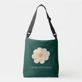 Bolsa Ajustável Camélia Branca Elegante em Verde Profundo Flora em