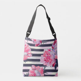 Bolsa Ajustável Camélia Rosa Listrada Préppy Costeira