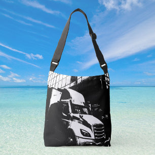 Bolsa Ajustável Caminhão canadense na paisagem urbana preto e bran