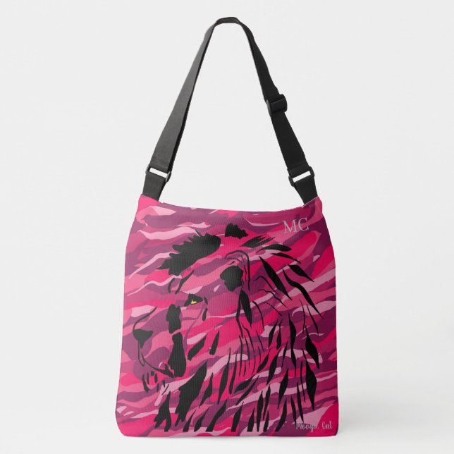 Bolsa Ajustável Camo Camouflage, leão-zebra Padrão rosa púrpura (Frente)