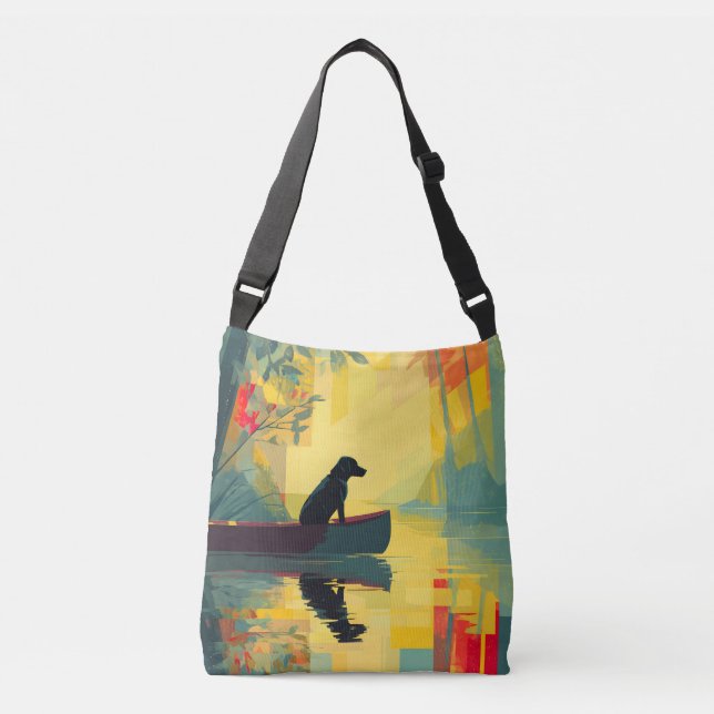 Bolsa Ajustável Canoa Labrador Preto Minimalista da Natureza (Frente)