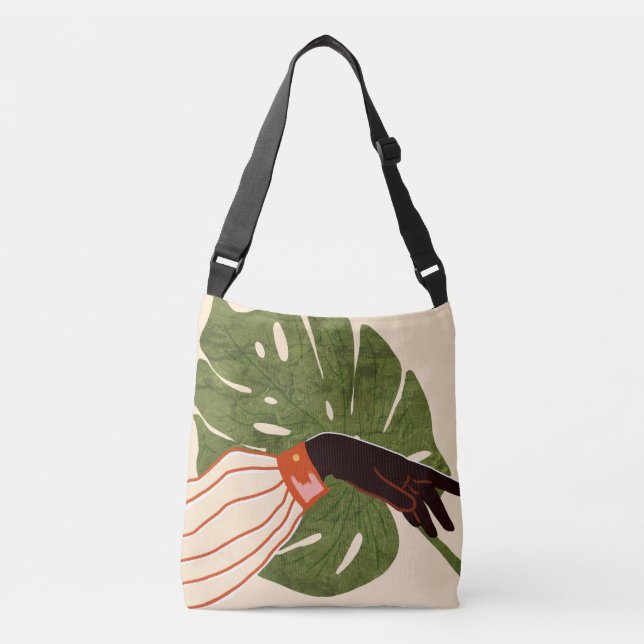Bolsa Ajustável Canvas Verde, Destaque Vermelho (Frente)