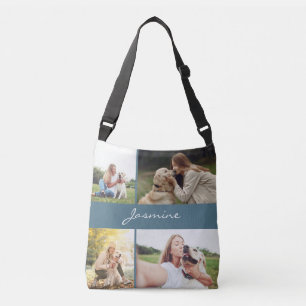 Bolsa Ajustável Cão Azul Dusty de Colagem de Fotos Moderna