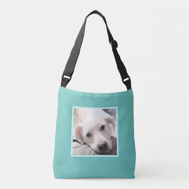 Bolsa Ajustável Cão Bonito Cachorro Branco Centeado Azul Centeado  (Frente)