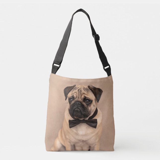 Bolsa Ajustável Cão do Pug da jovem corça com laço (Frente)