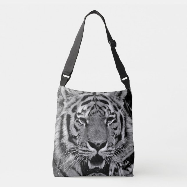 Bolsa Ajustável Cara preto e branco do tigre (Frente)