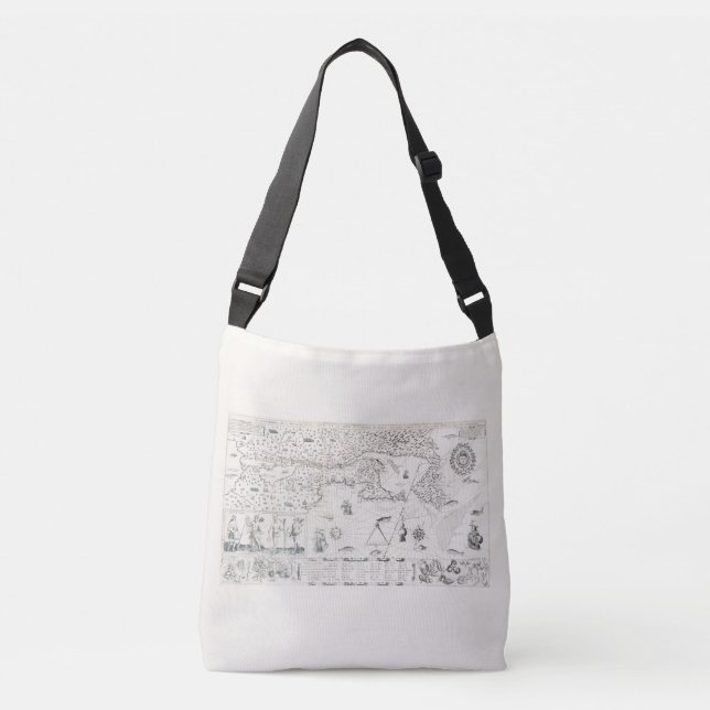Bolsa Ajustável Carta Francesa Canadá (Québec) por Champlain 1612 (Frente)