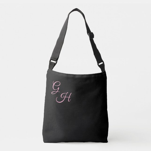 Bolsa Ajustável Cartas de Graça - Preto e Rosa: (Frente)