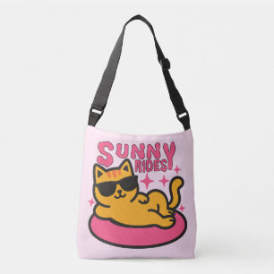 Bolsa Ajustável Cartoon Chill cat em floatie no humor solar