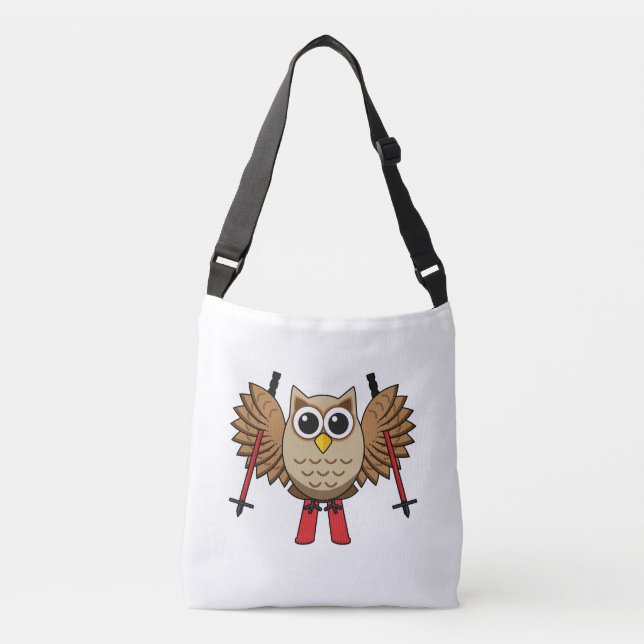 Bolsa Ajustável Cartoon de Skiing Coruja (Frente)