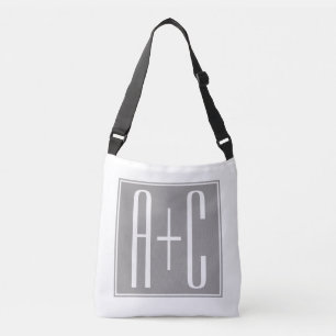 Bolsa Ajustável Casais Initails ou Outro Texto Cinzas brancas
