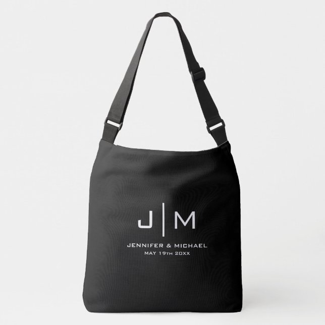 Bolsa Ajustável Casal de Casamento Monograma Moderno Personalizado (Frente)