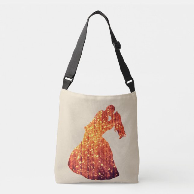 Bolsa Ajustável Casal ouro, Beijo, Romance Cross Body Bag (Frente)