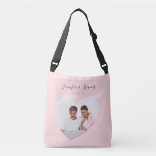 Bolsa Ajustável Casal personalizado PhotoHeart Blush Pink Aniversá