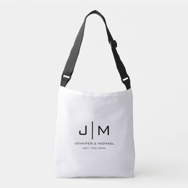Bolsa Ajustável Casal Simples de Casamento Monograma Elegante (Frente)