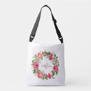 Bolsa Ajustável Casamento Floral Rosa Monograma 