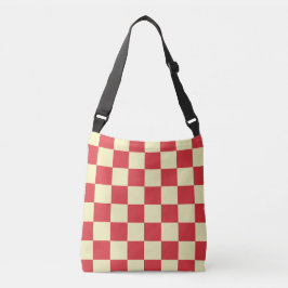 Bolsa Ajustável Casinha Vintage Creme Xadrez Vermelho 